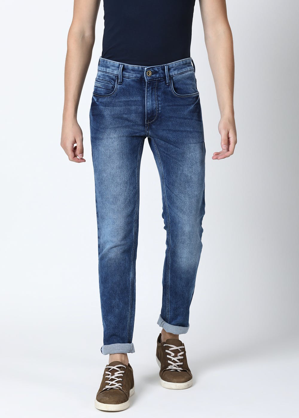 Classic Denim Washed Blue Skinny Fit Jeans