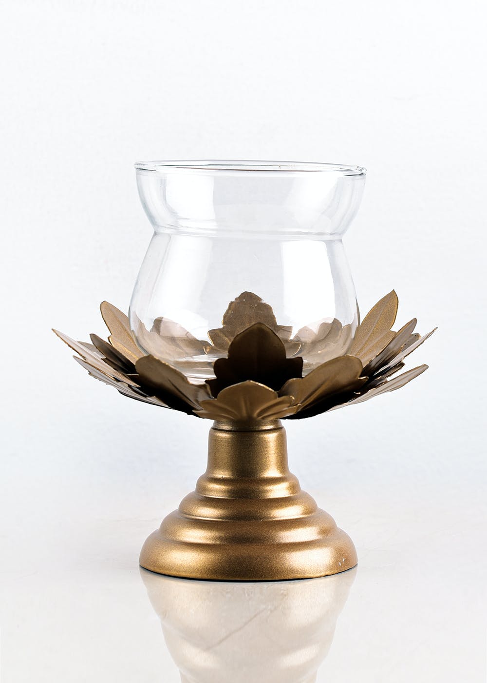 Metal & Glass Lotus Pot