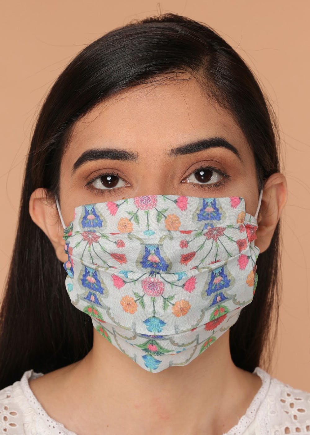 Multi Floral Pleated Mask