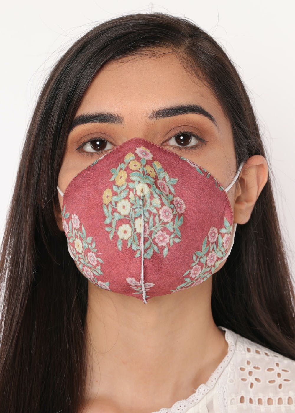 Red Floral 3-Ply Modal Satin Mask