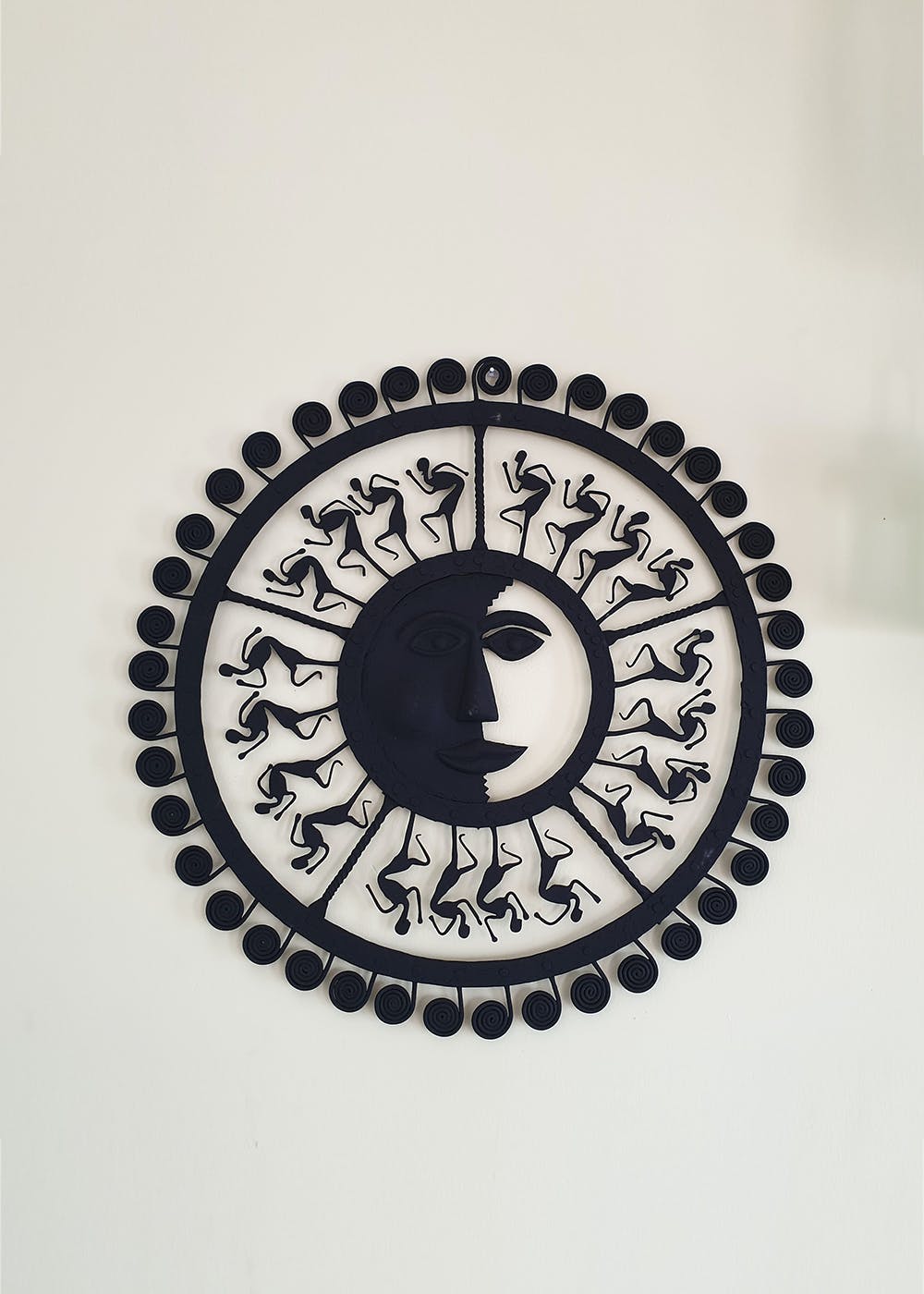 Handcrafted Wrought Iron Sun Wall Decor - Half Face