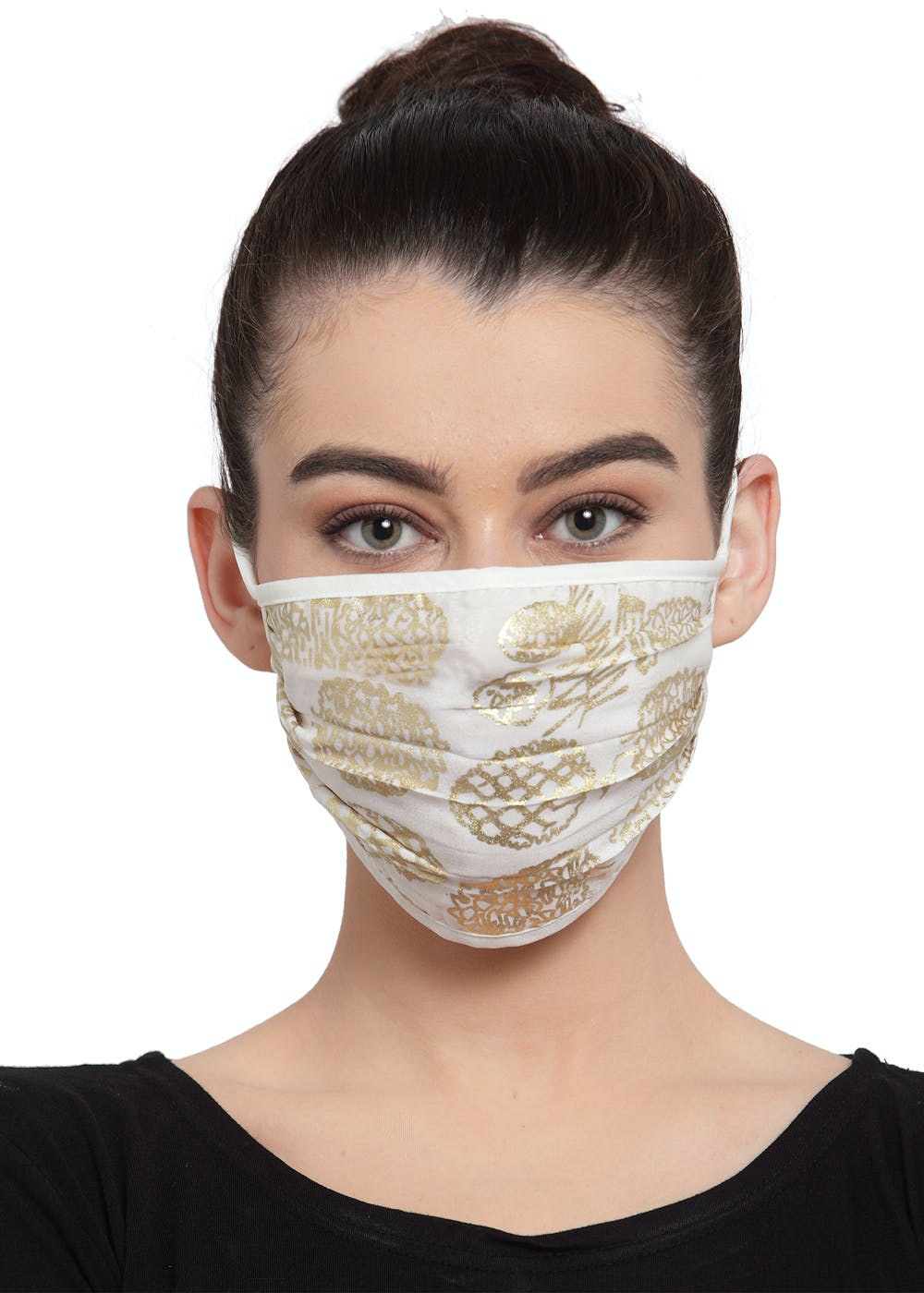 Get Gold Printed Ivory Face Mask at ₹ 750 | LBB Shop