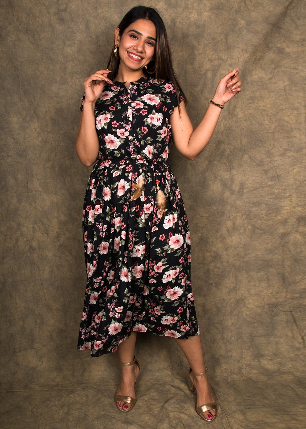 Get Round Neck Floral Rayon Dress at ₹ 1259 LBB Shop