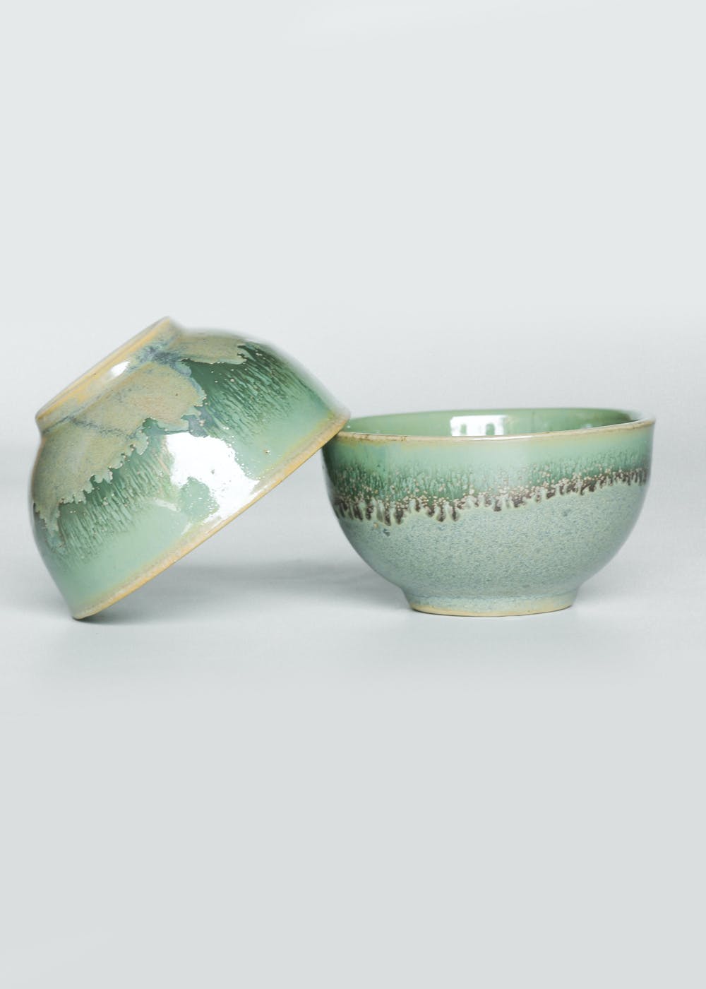 Studio Pottery Ceramic Serving Katori Bowl - Green