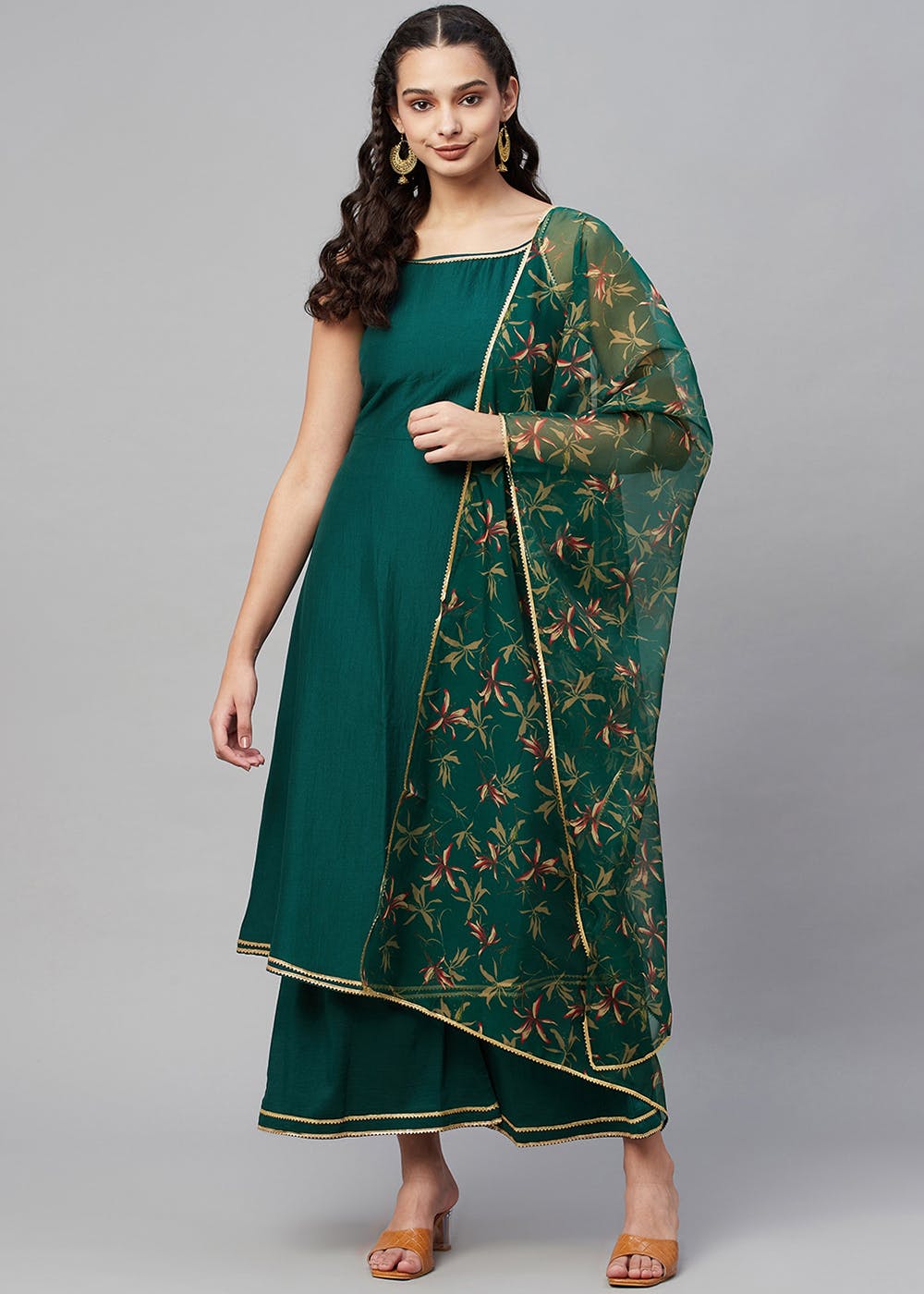 Buy our Dark Green Solid Straight Set-2 online from globaldesi.in SC-  FW23GM1622PRYS