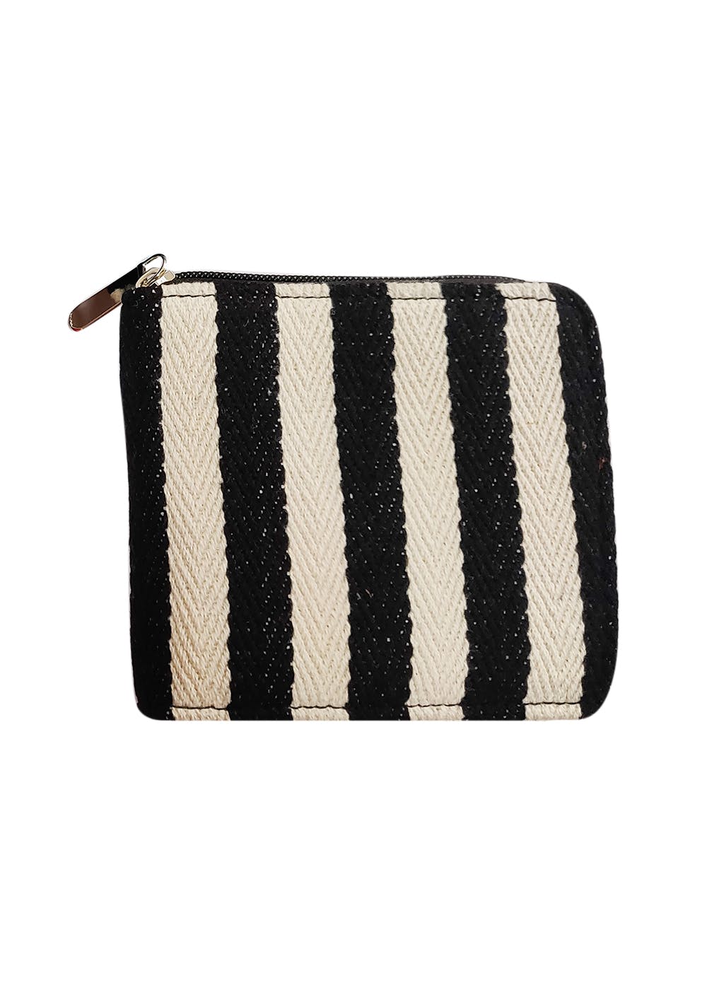 Get Monochrome Striped Jacquard Zipped Wallet at ₹ 600 LBB Shop