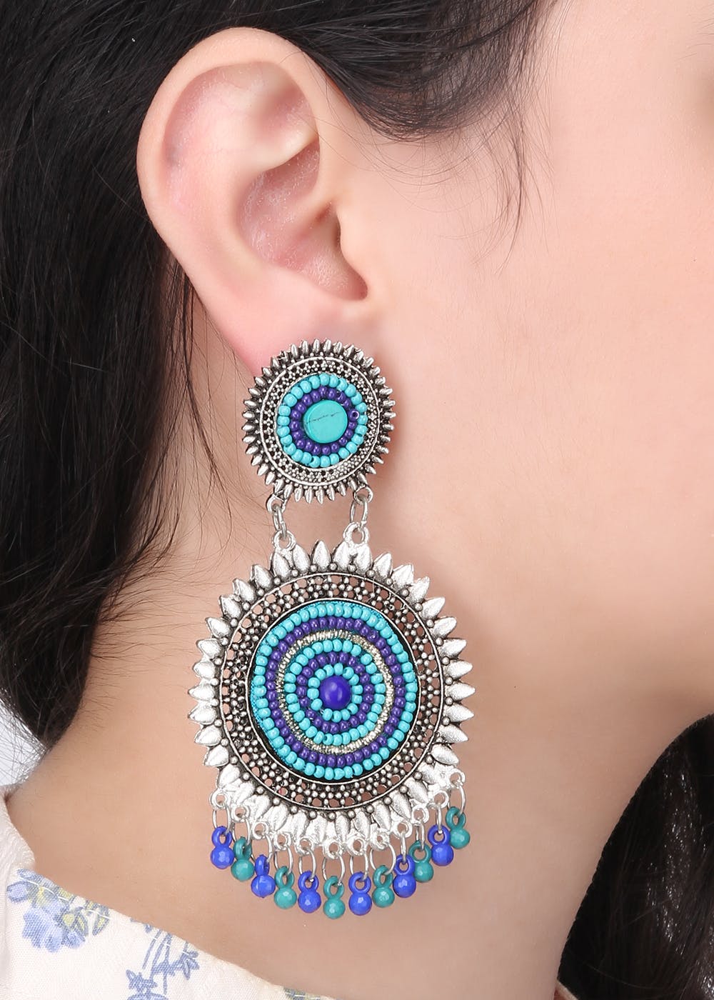 beaded floral earrings