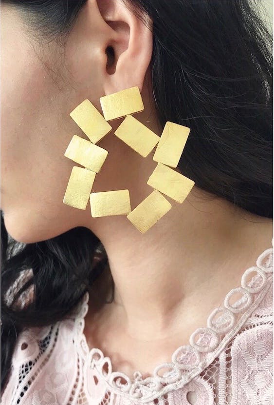 Gold-Plated Circle Earrings