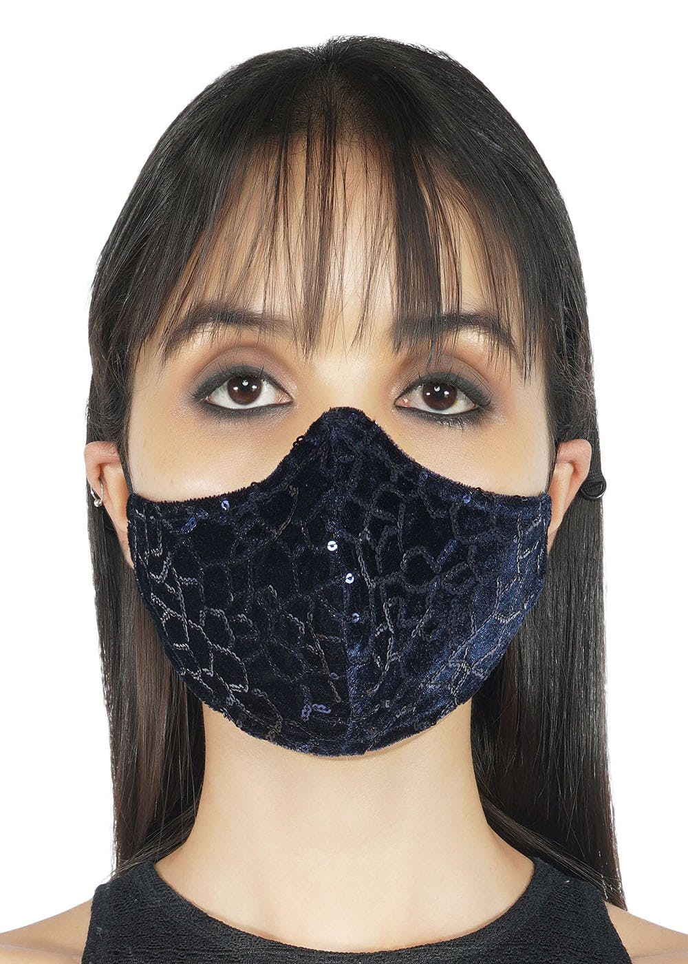 Get Sequined Velvet 3Ply Contoured Mask at ₹ 290 LBB Shop