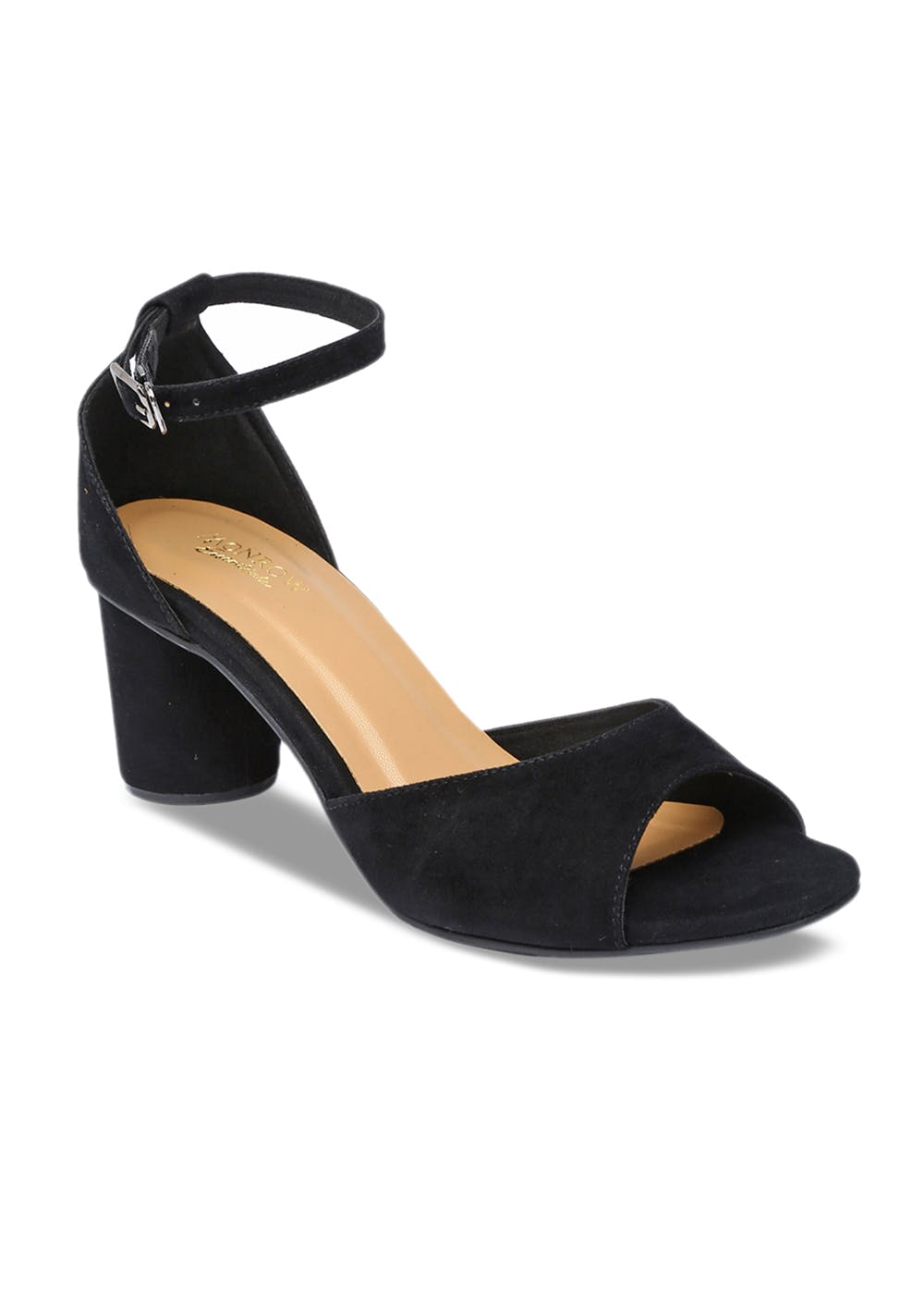 Get Black Suede Ankle Tie Block Heels at ₹ 1319 LBB Shop