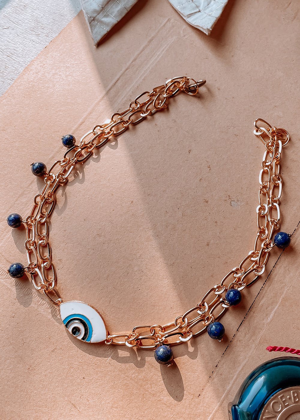 aqua evil eye necklace