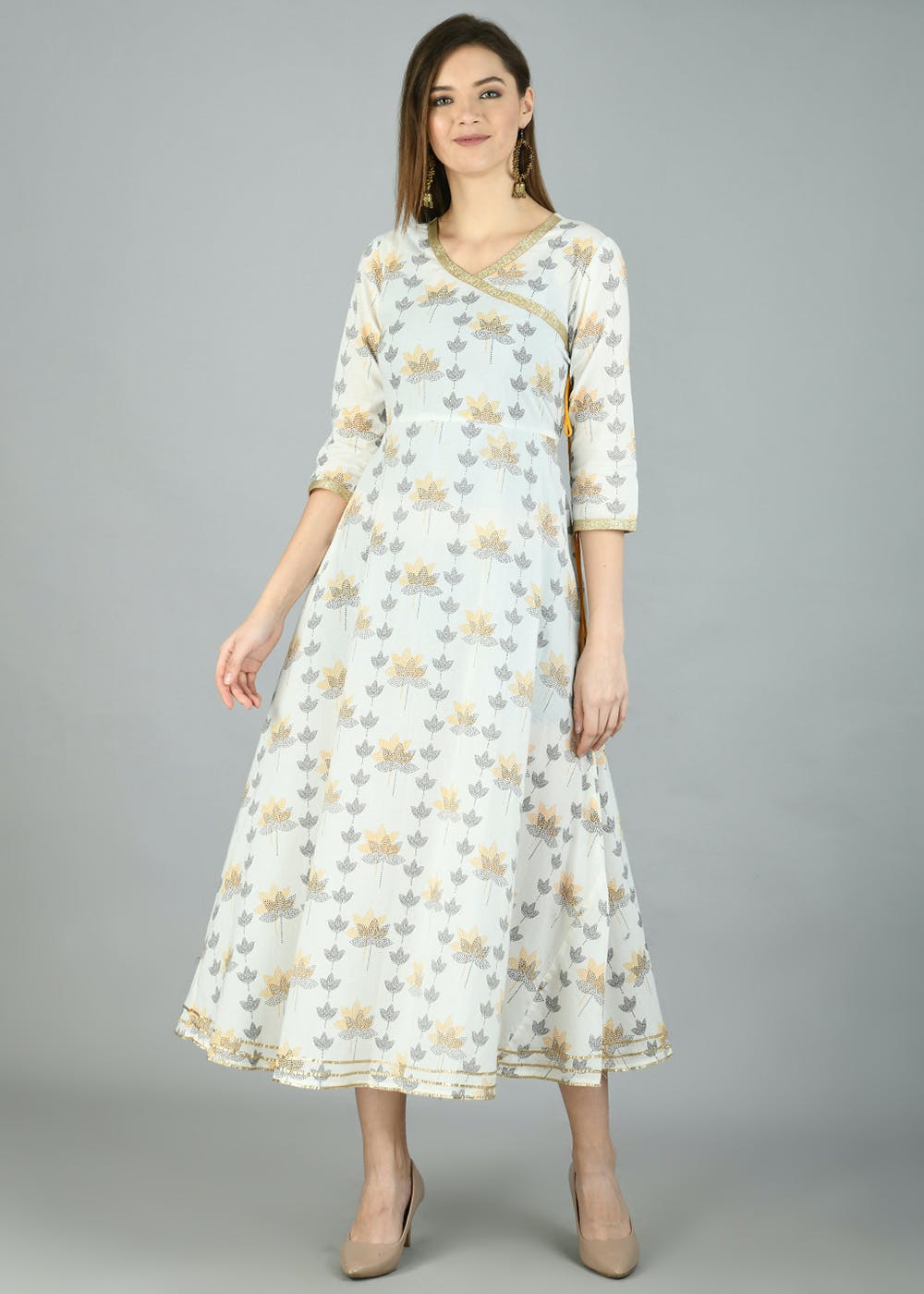 Get Floral Printed White Angrakha Style Dress at ₹ 893 | LBB Shop