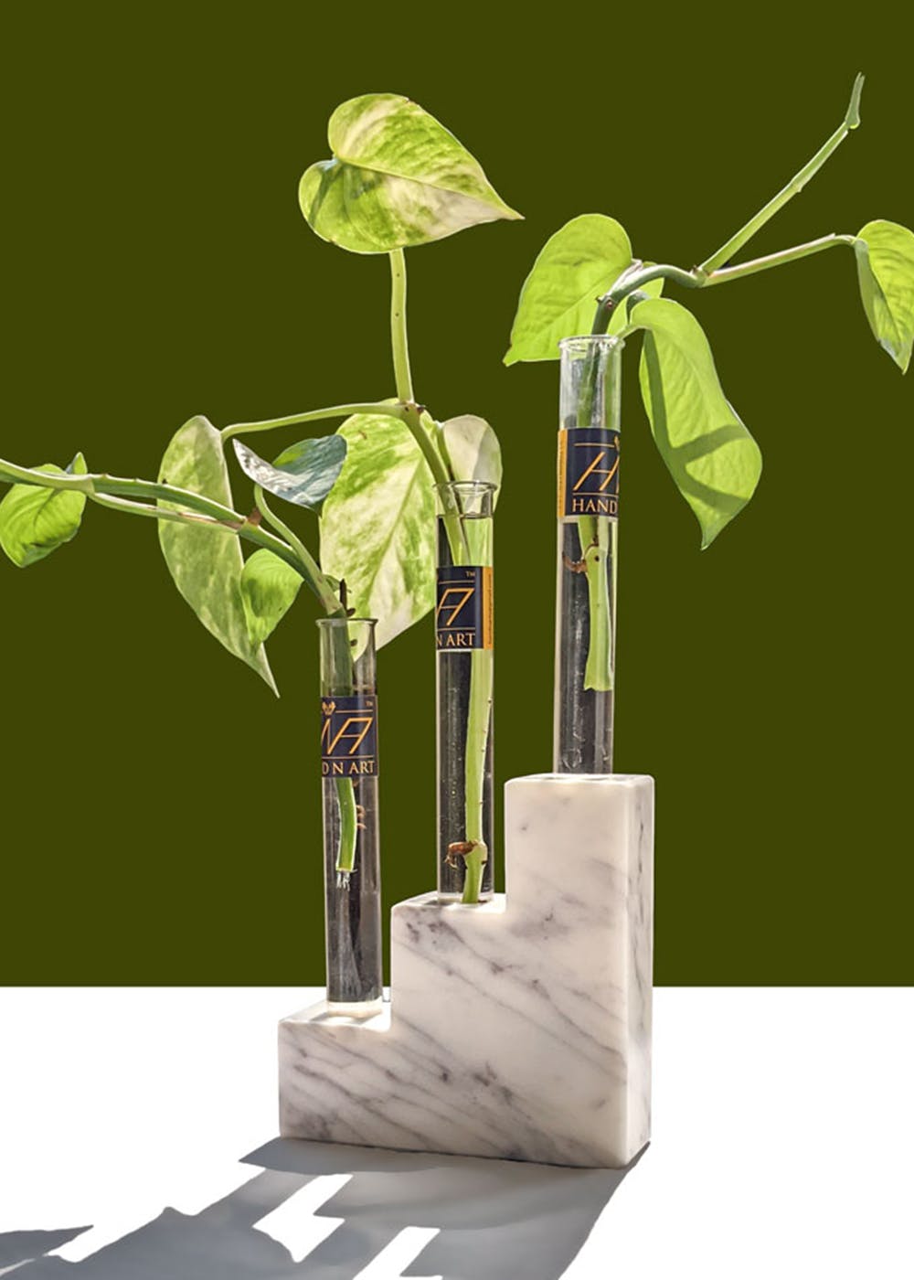 Marble Stepped Planter With 3 Test Tube