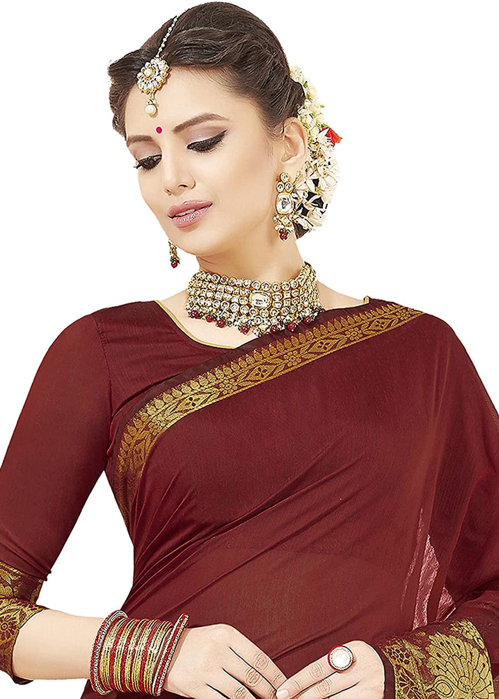 Get Brown Chanderi Silk Saree For Women at ₹ 1349 | LBB Shop
