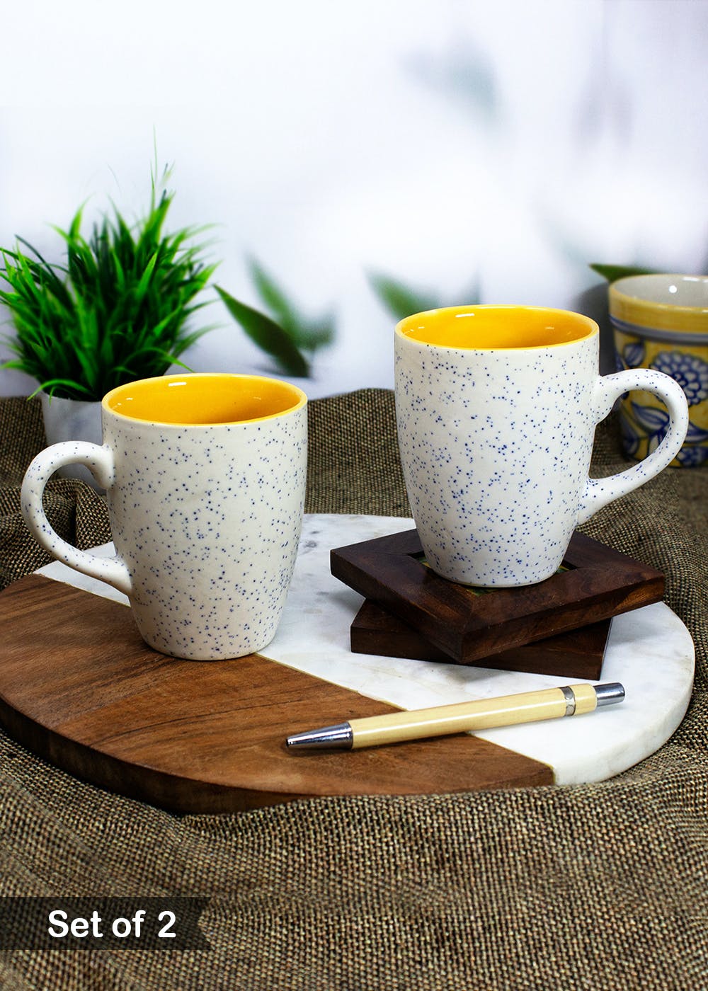 0,165 L matt White Dishwasher Safe Tea Cups Porcelain Set of 2 : Design Tea or Coffee Mug 