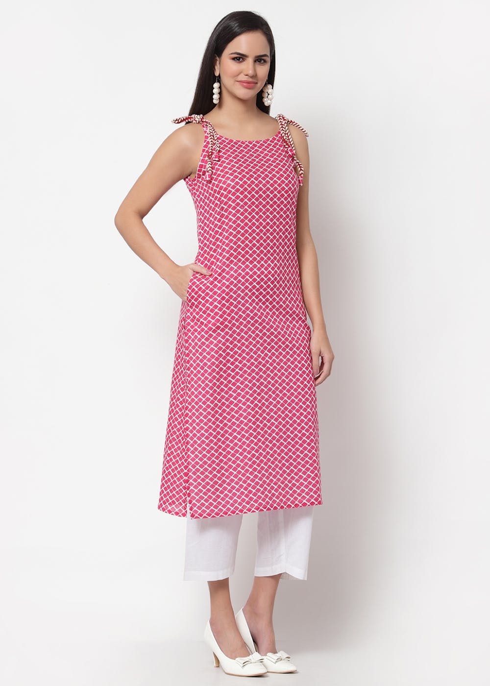 Buy Off White N Green Cotton Plus Size Kurti After Six Wear Online at Best  Price | Cbazaar