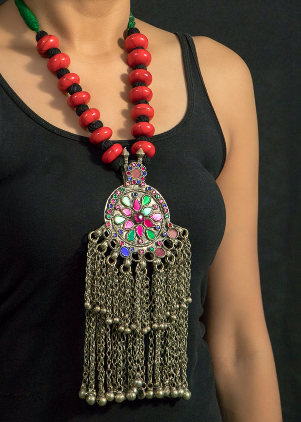 afghani long necklace