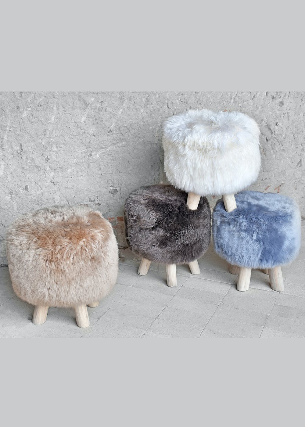 Sheep Hide Nordic Round Stool - Brown