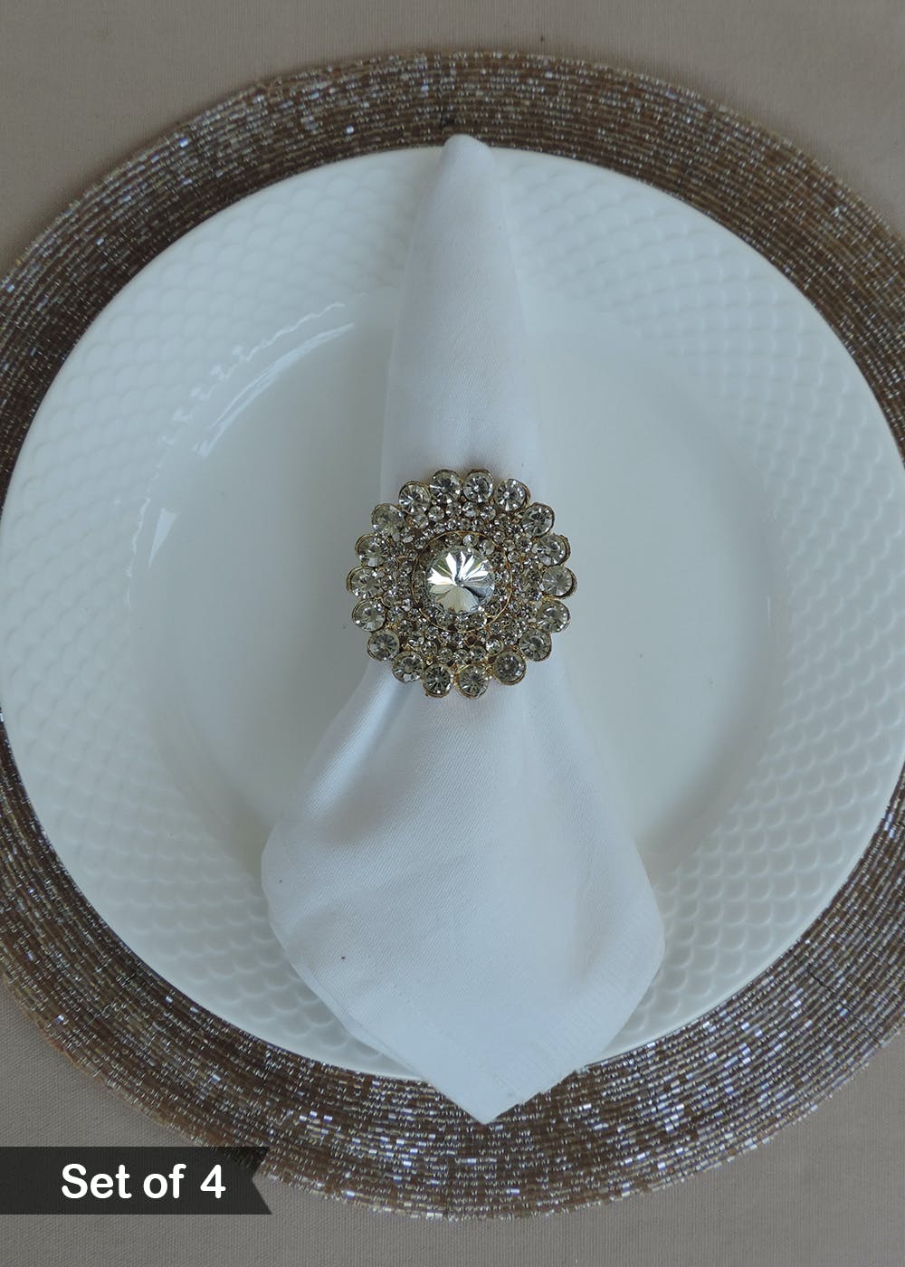 Get Jeweled Napkin Rings Set Of 4 at ₹ 499 LBB Shop