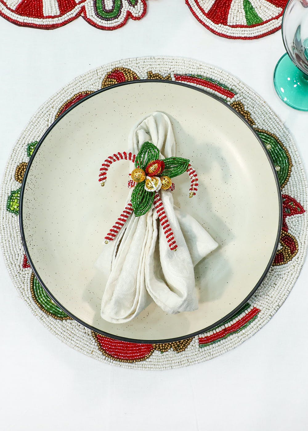 Get India Green Red Candy Napkin Rings - Set of 4 at ₹ 649 | LBB Shop