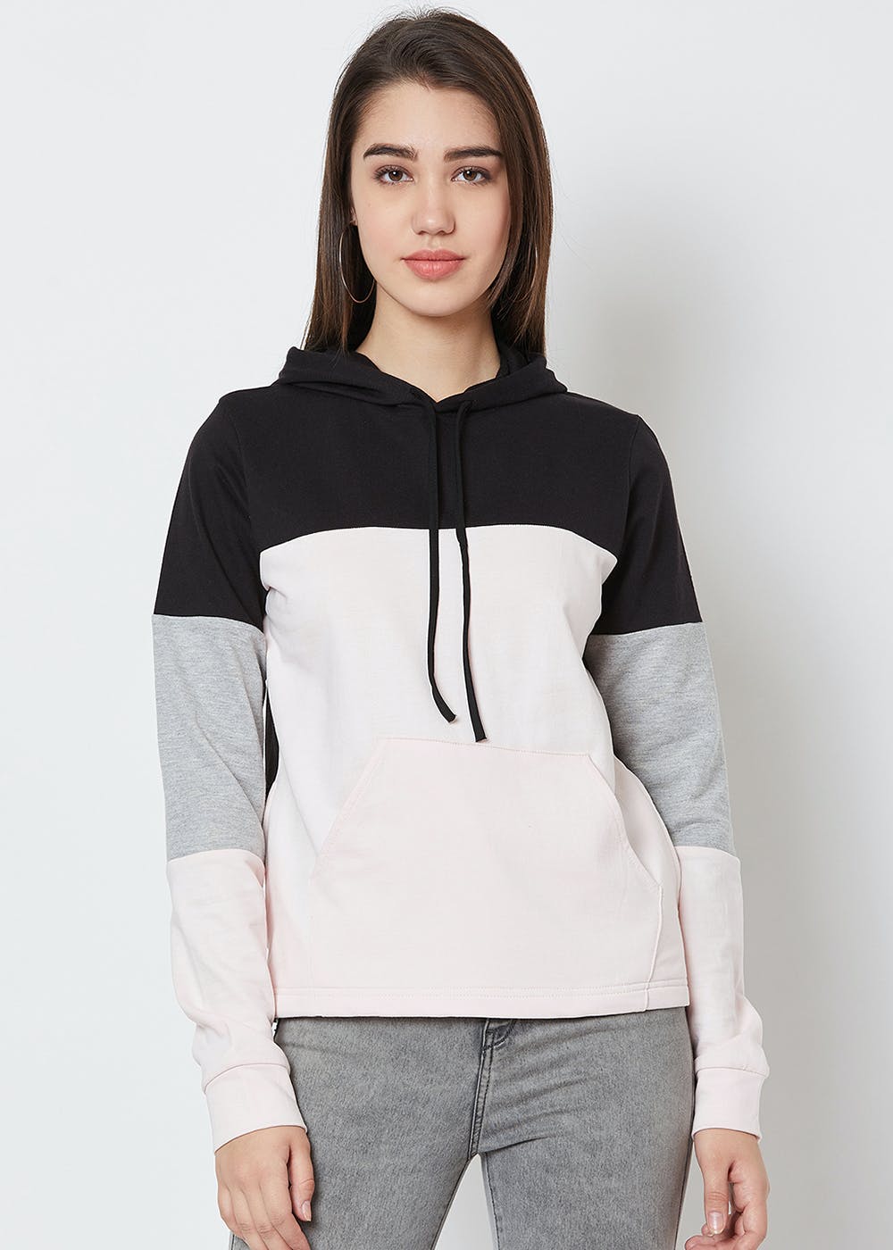 Get Colourblocked Sleeves Detail Cotton Fleece Hoodie at ₹ 898 | LBB Shop