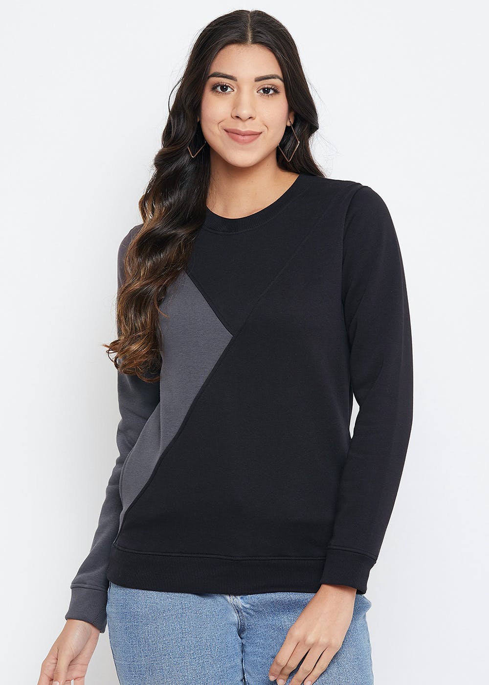 Grey & Black Screen Printed Sweater main image 0