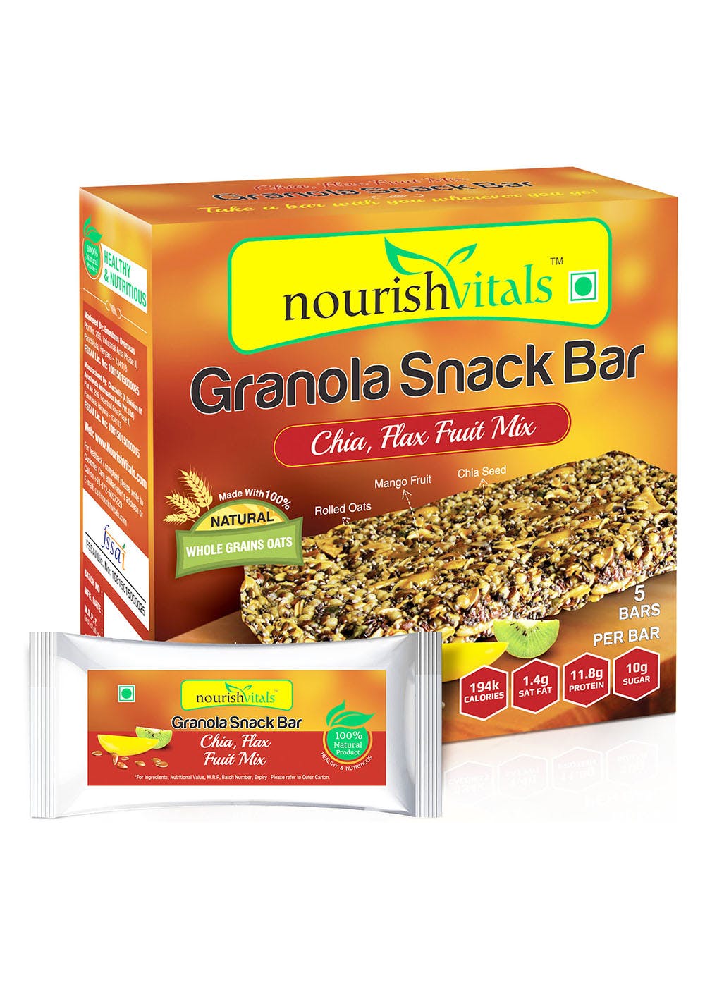 Get Granola Snack Bar Chia Flax Fruit Mix 5 Bars 250g At ₹ 399 Lbb Shop