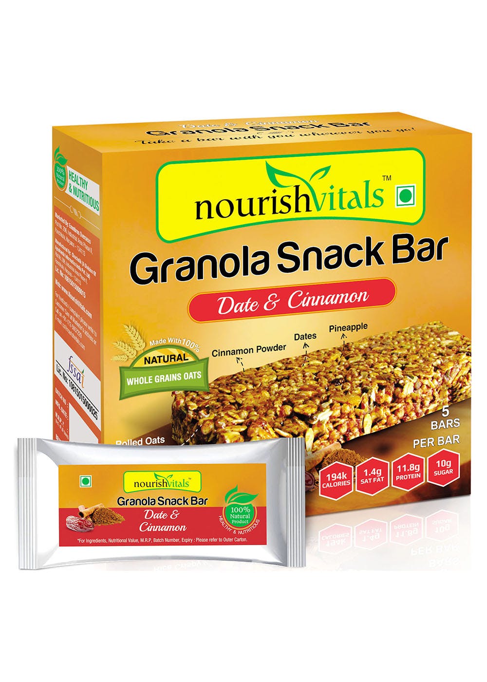 Granola Snack Bar - Date & Cinnamon (5 Bars) - 250g