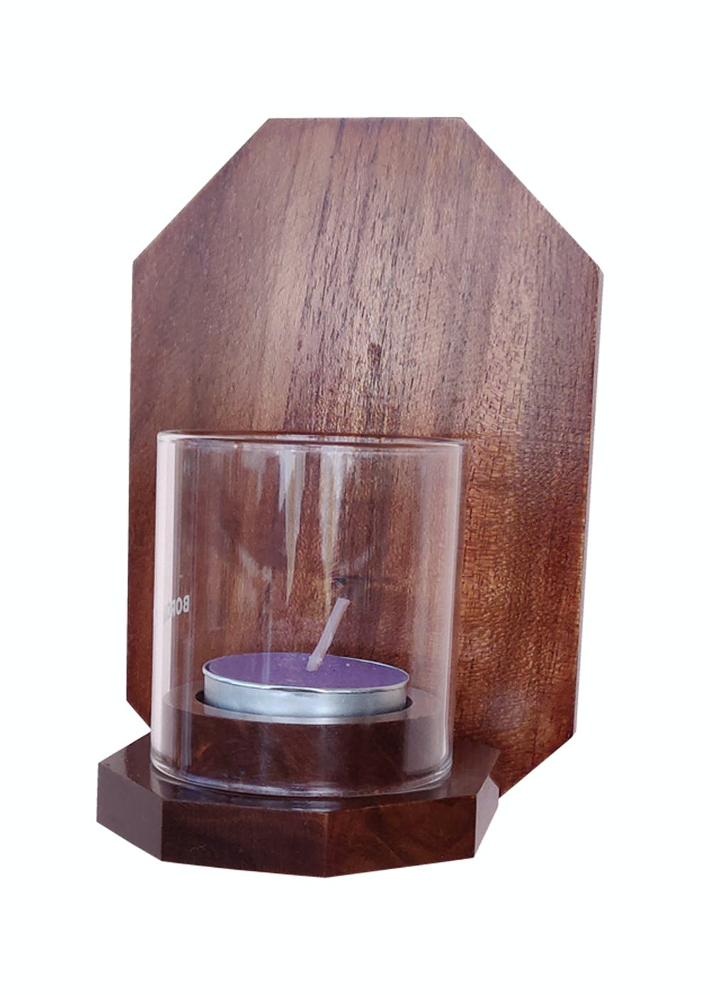 Octagon Wall Tea Light Holder with Glass Chimney