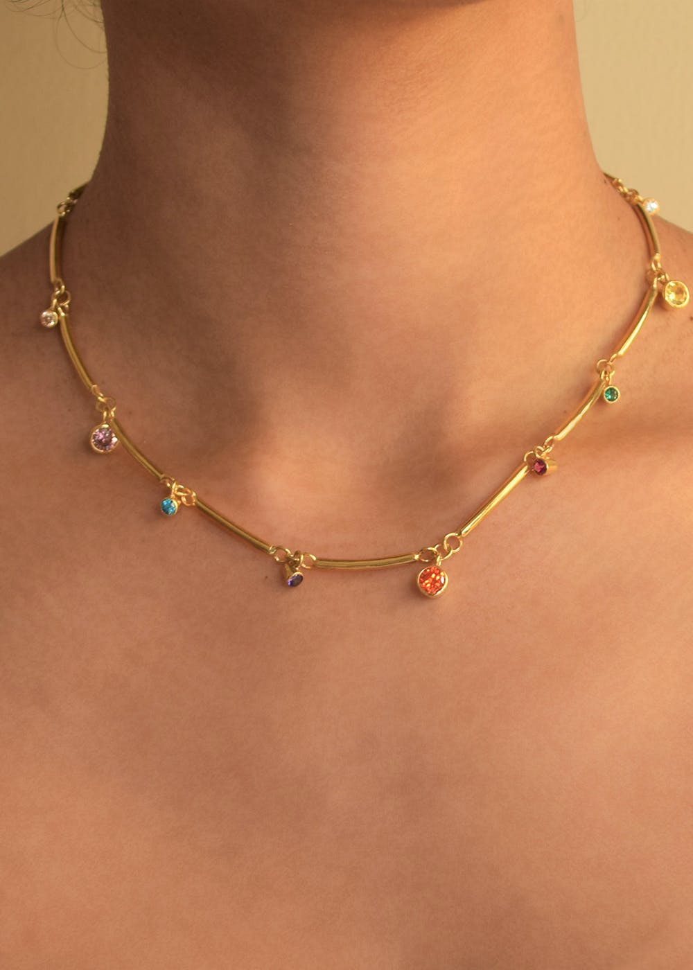 Get Multicolour Stone Charm Detail Gold 