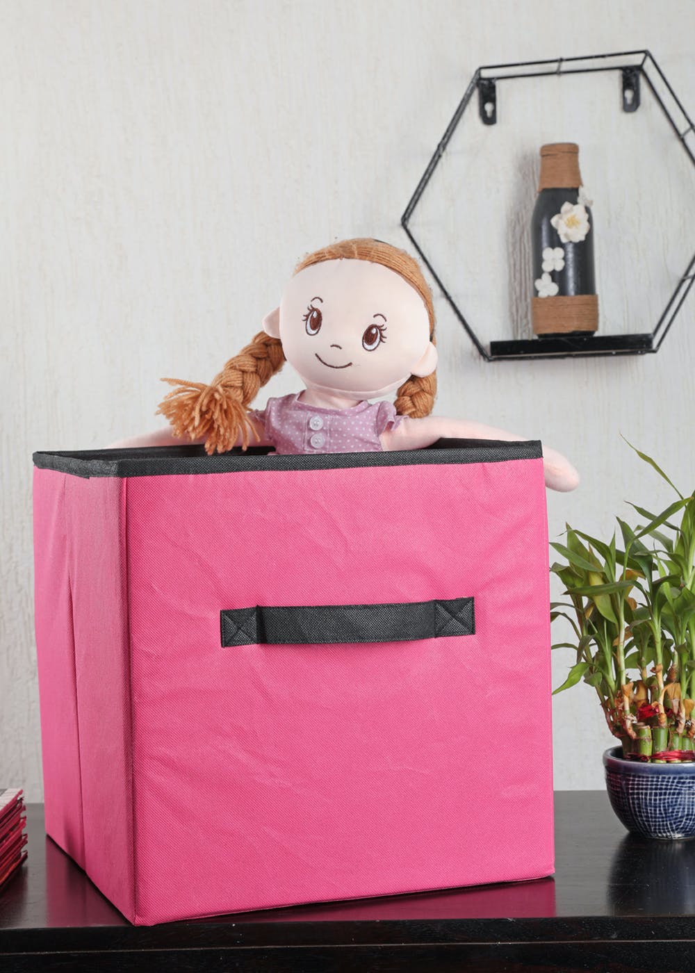 Get Contrast Handle Detail Pink Storage Cube at ₹ 399 LBB Shop