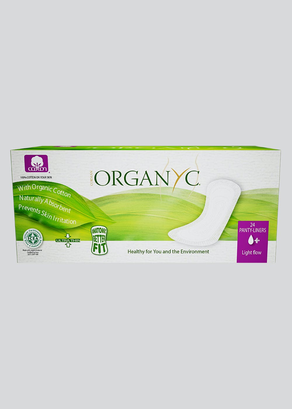 Organyc 100% Certified Organic Cotton Panty Liner, Light Flow, 24