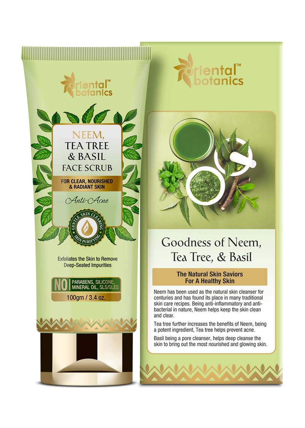 Get Neem Tea Tree And Basil Anti Acne Face Scrub 100 gm at