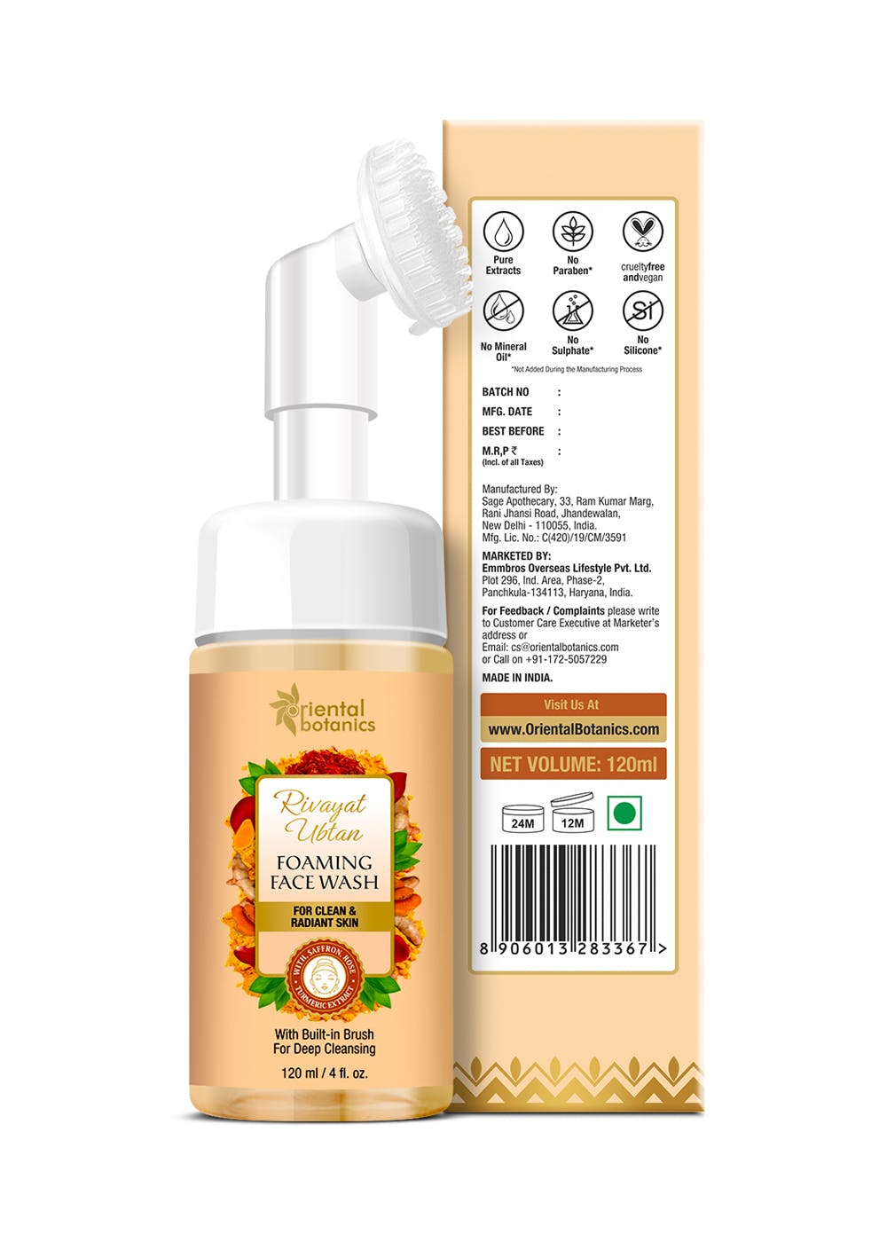 Get Rivayat Ubtan Foaming Face Wash With Saffron, Rose And Turmeric Extract  - 120 ml at ₹ 499 | LBB Shop