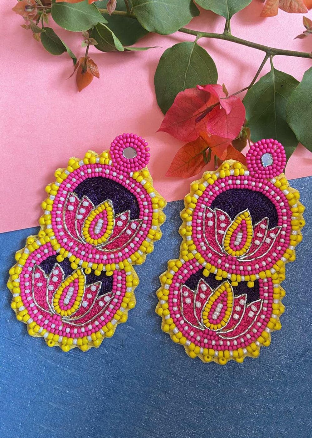 Buy Crunchy Fashion Black Meenakari Stud Earring online