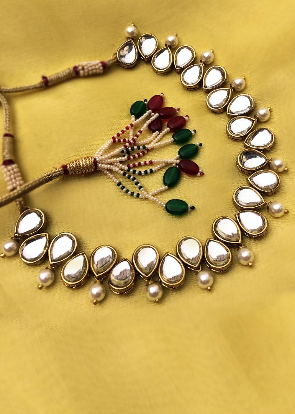 Get Kundan and Pearl Necklace Small at 