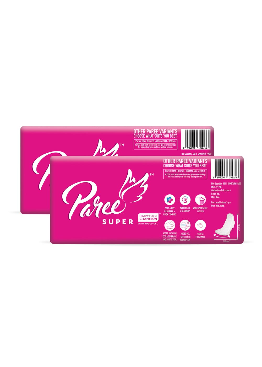 Buy Paree Soft & Rash Free Comfort Sanitary Pads for Women With 3 Seconds  Absorption For Heavy Flow, XL