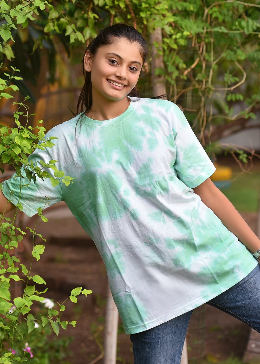Get HueCoast Tie and Dye Pastel Green TShirt in Round Neck at ₹ 699
