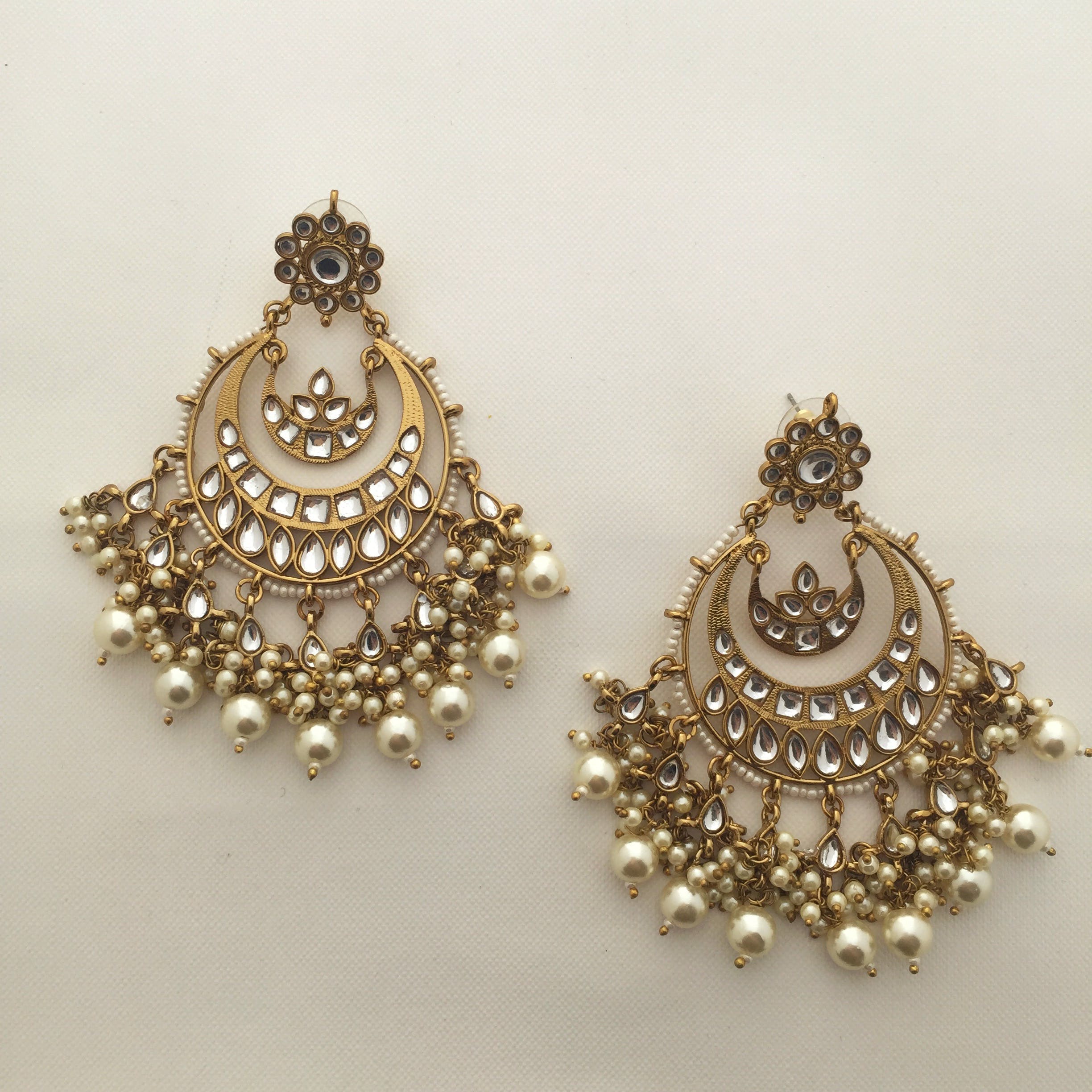 Buy Pearl Golden ChandBali Earrings Online  Get 47 Off