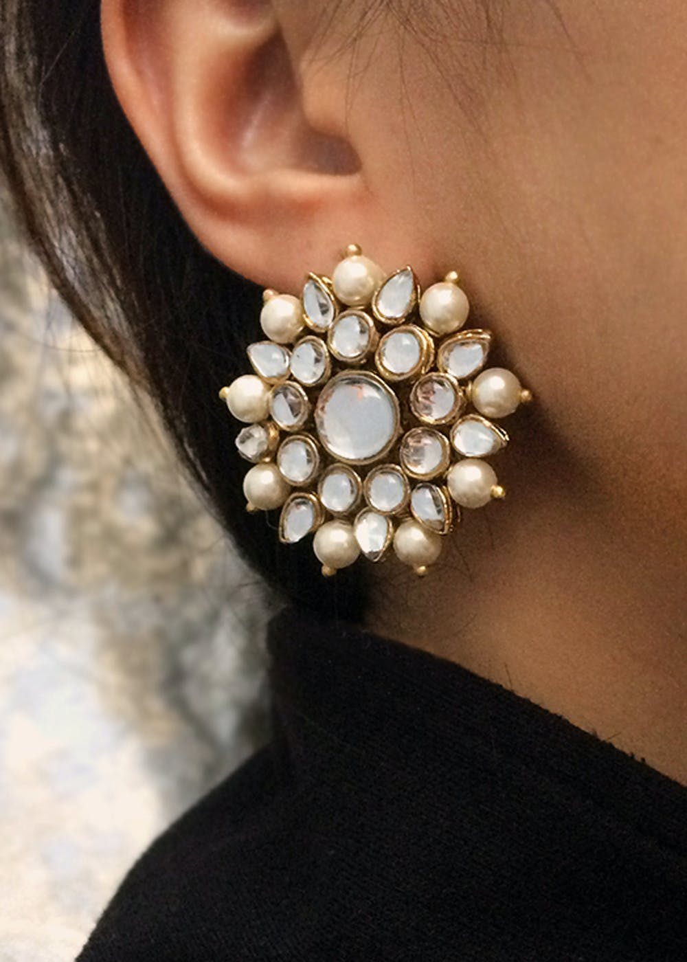 Flipkartcom  Buy Manath Ethnic Kundan Diamond Studs Earrings Set Jewellery  for Women and Girls Alloy Stud Earring Online at Best Prices in India
