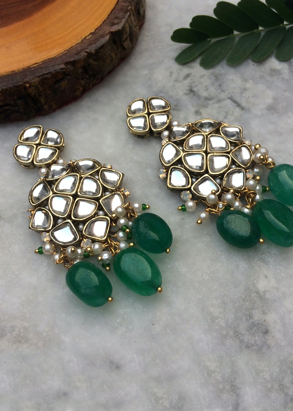 Diamante Emerald Green Drop Earrings – Curio Cottage