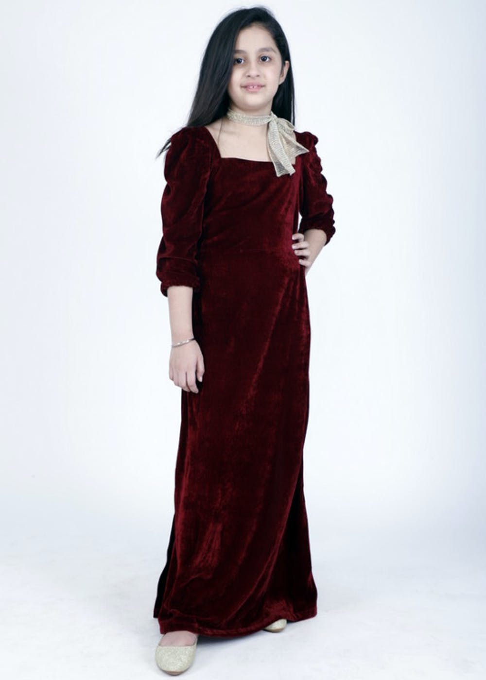 Yeahdor Kids Girls Medieval Renaissance Costume Flare Long Sleeve Velvet  Dress with Headwear - Walmart.com
