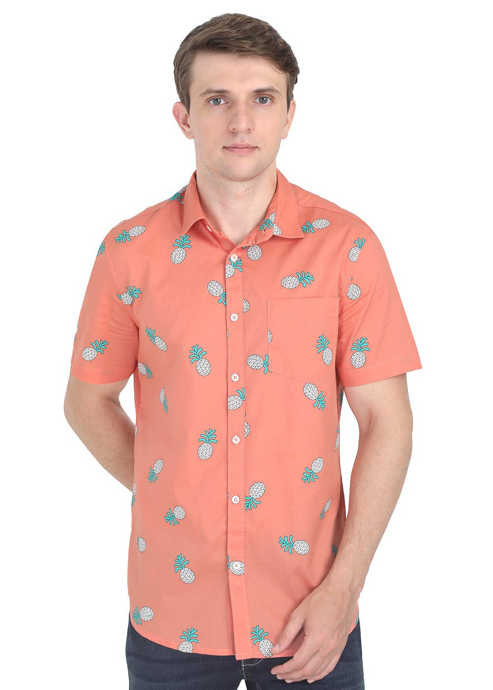 Get Pineapple Printed Peach Casual Shirt at ₹ 799 | LBB Shop