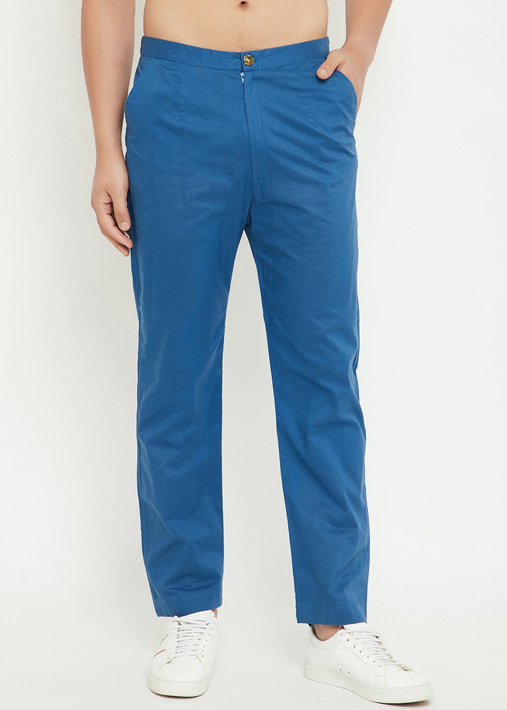 Jack  Jones Casual Trousers  Buy Jack  Jones Royal Blue Mid Rise Slim  Fit Trousers OnlineNykaa fashion
