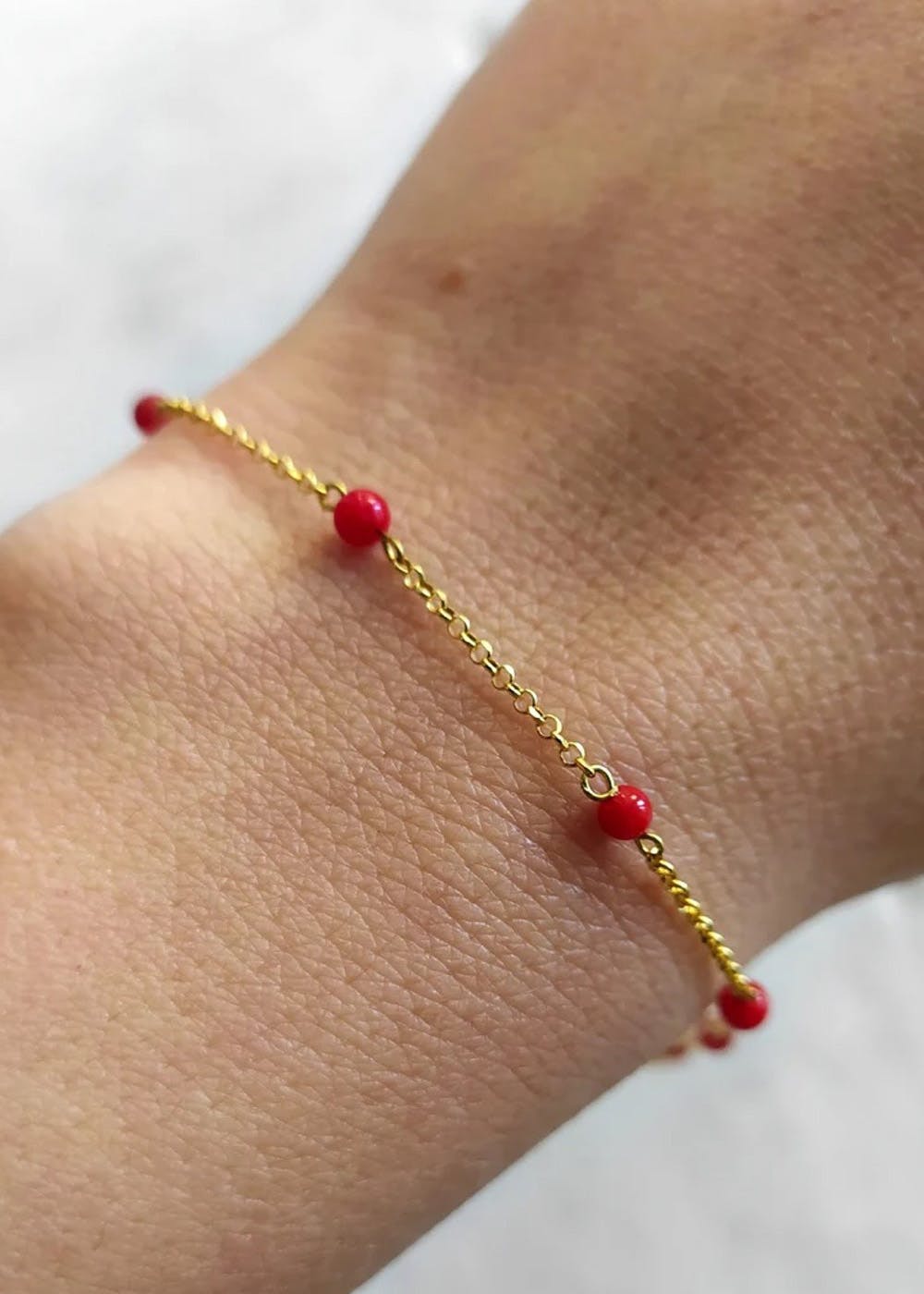 Red Coral gemstone beaded handmade bracelet at 1950  Azilaa