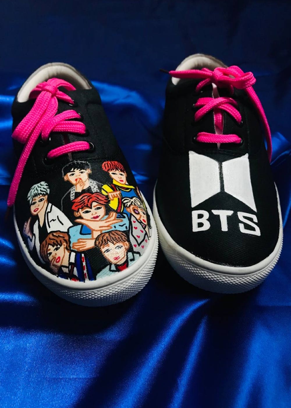 Get Bts Theme Hand Painted Black Sneakers at ₹ 1799 LBB Shop