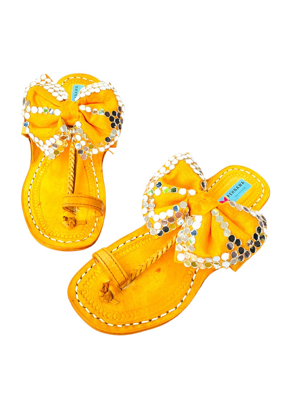 Yellow Butterfly Strap Embellished Kolhapuris
