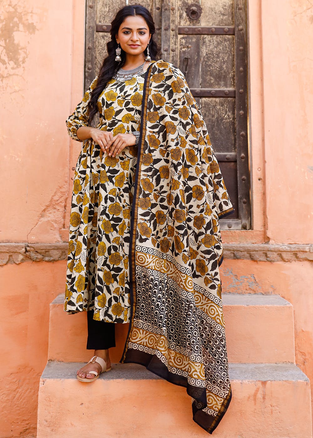 Brown santoon anarkali with dupatta