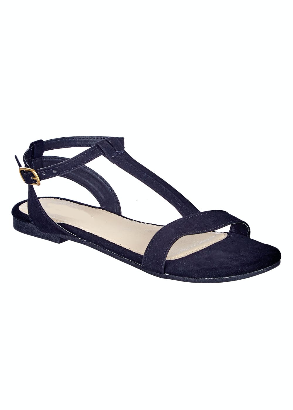 Get Black Synthetic Double T-Strap Sandals at ₹ 499 | LBB Shop