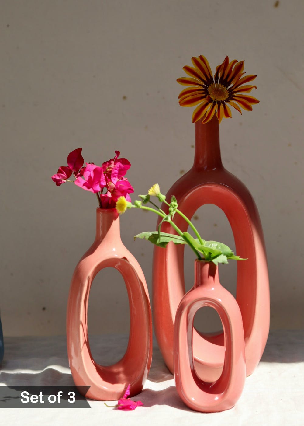 Pink Contour Vase - Set of 3